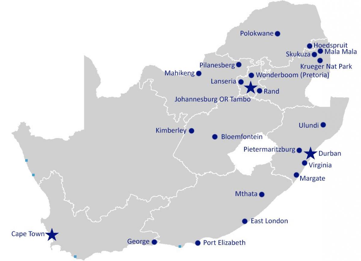 Map of South Africa airports